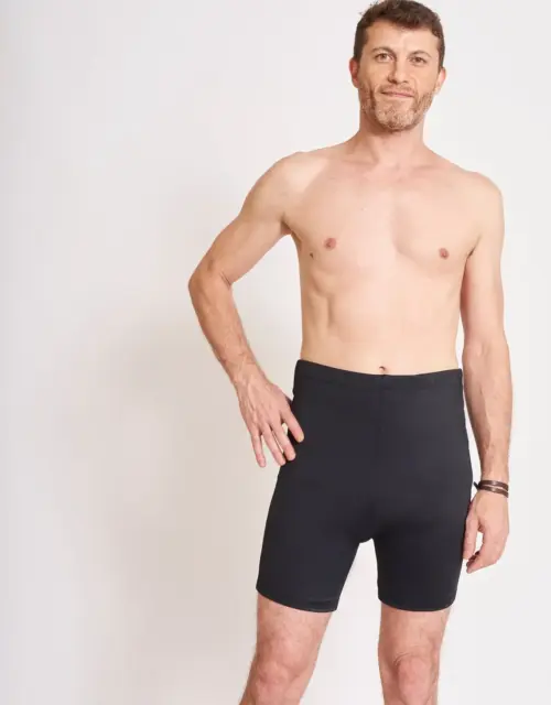 Men's High Waist Ostomy Swimsuit - Black